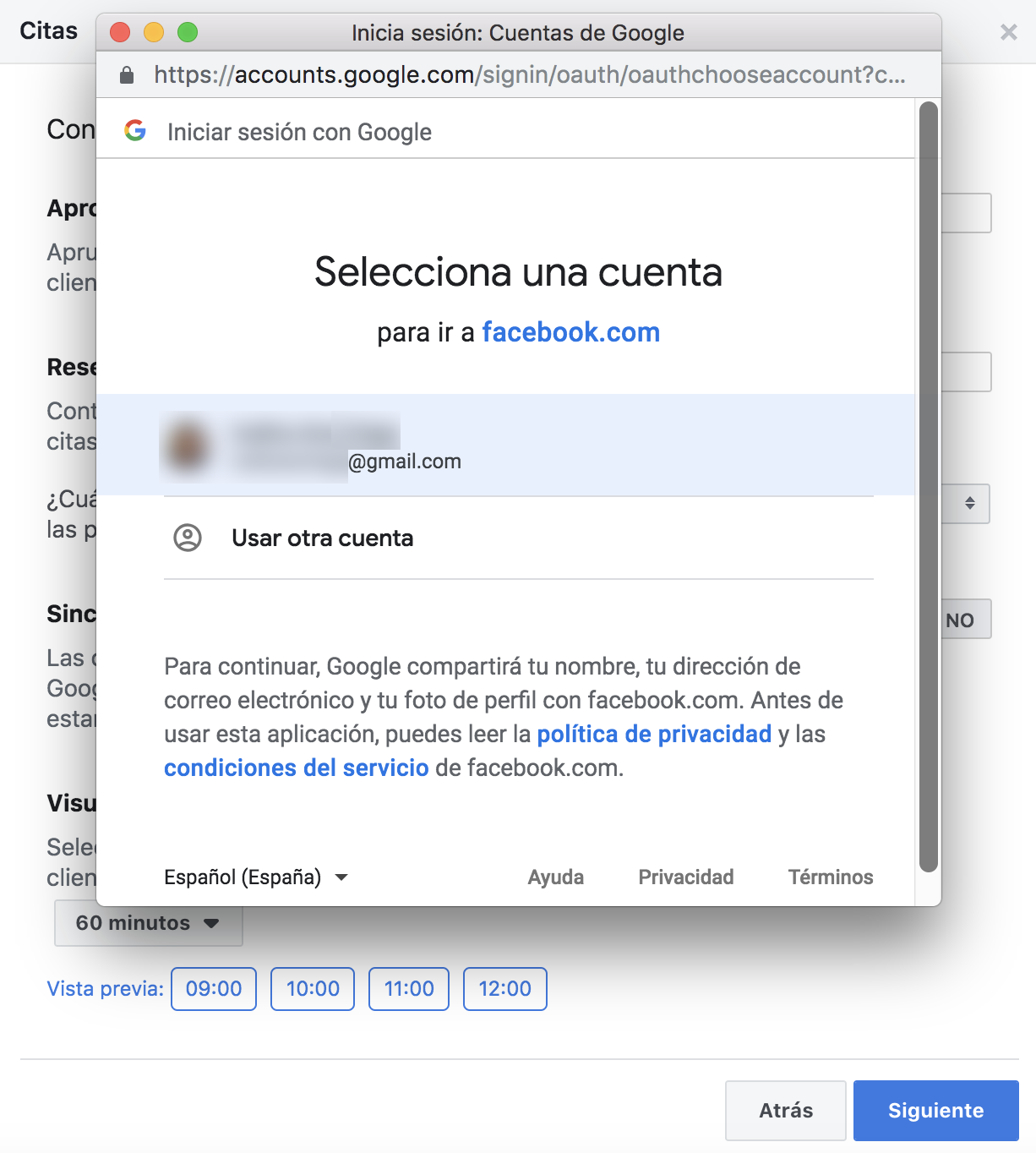 Conexión con cuenta gmail