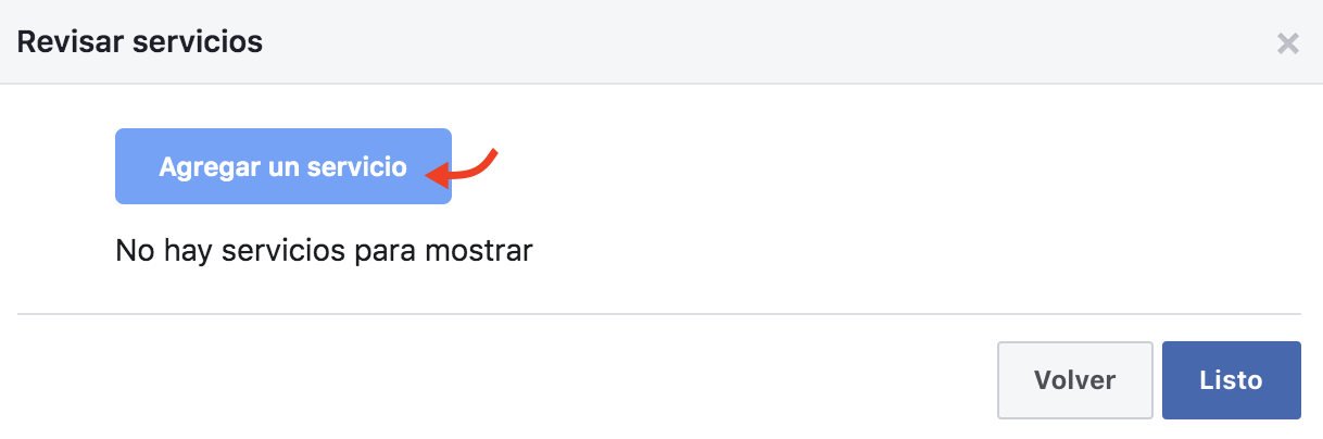 Agregar servicio en facebook