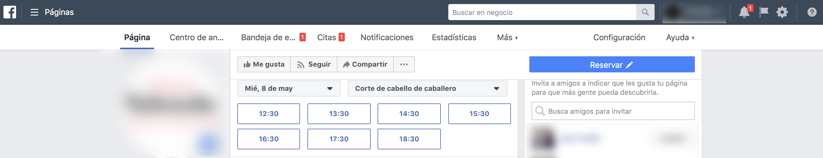 Notificación de cita en facebook