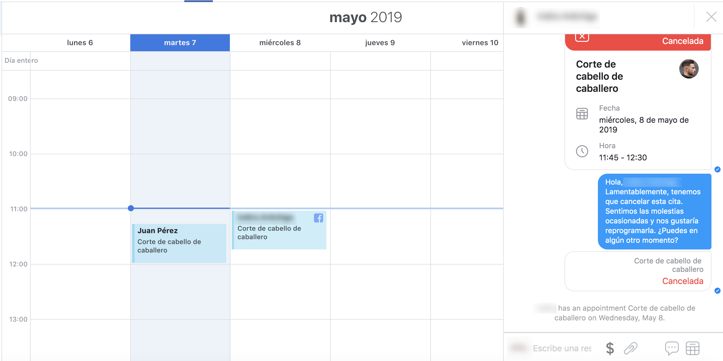 Cita cancelada en facebook